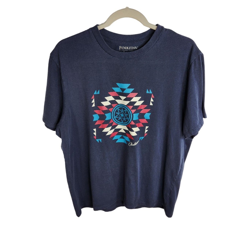 Pendleton Native American Graphic Short Sleeve T-Shirt Men's Large Navy Blue